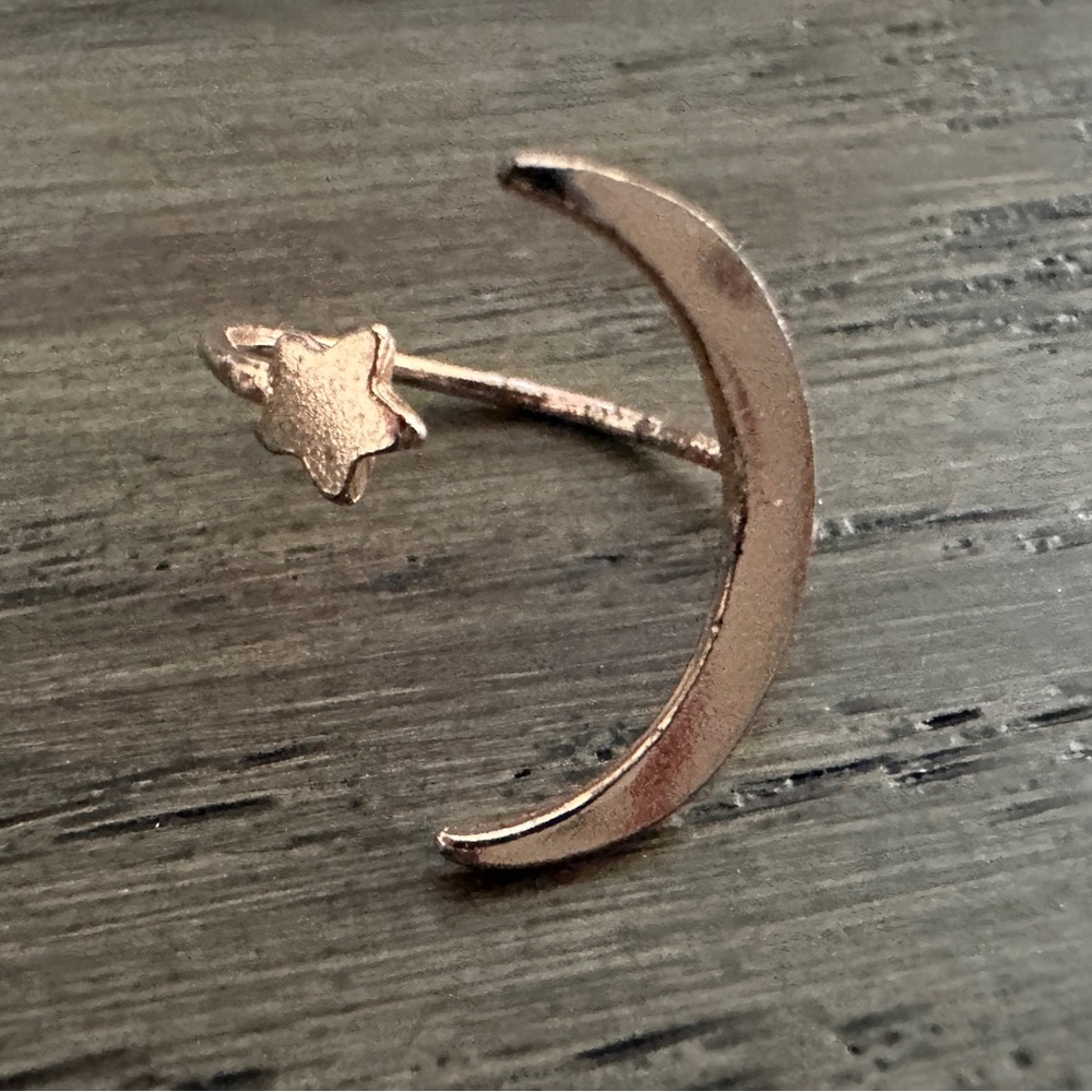 Star and Moon Rose Gold Adjustable Ring